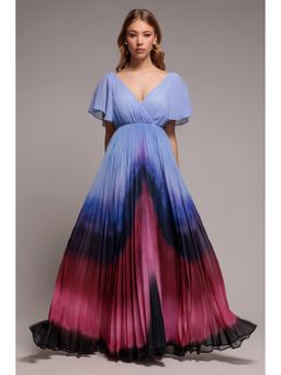 GODDIVA - Blue Wavy Maxi Dress