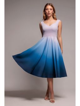 GODDIVA - Blue Scuba Midi Dress