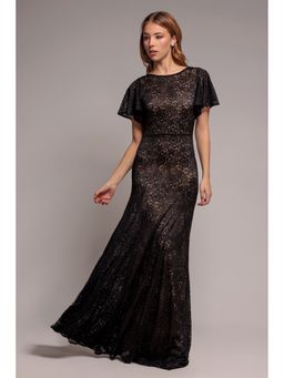 GODDIVA - Black Flutter Maxi Dress