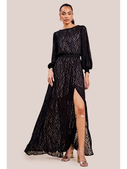 GODDIVA - Black Geo Maxi Dress