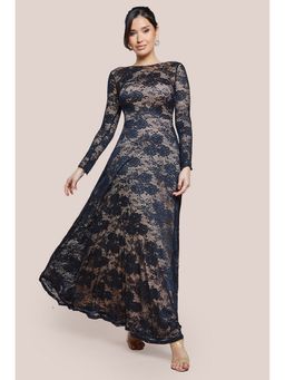 GODDIVA - Black Scalloped Maxi Dress