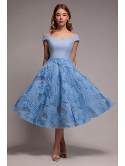 GODDIVA - Blue Scuba Midi Dress