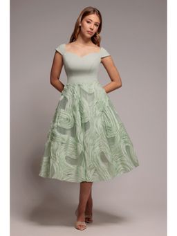 GODDIVA - Green Scuba Midi Dress