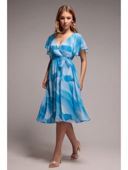 GODDIVA - Navy Blue Crushed Midi Dress