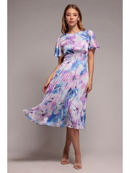 GODDIVA - Blue Flutter Midi Dress