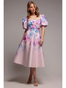 GODDIVA - Pink Scuba Midi Dress