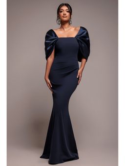 GODDIVA - Navy Blue Scuba Maxi Dress