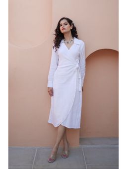 PERINI - Drape White Cotton Dress