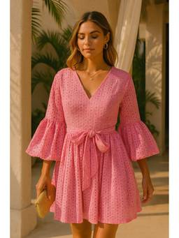 PERINI - Rose Pink Schiffli Dress