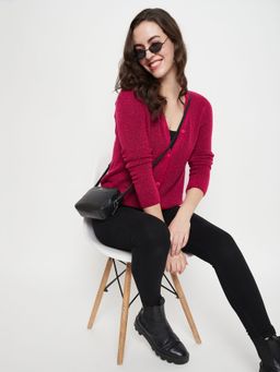 Club York - Magenta V Neck Cardigans