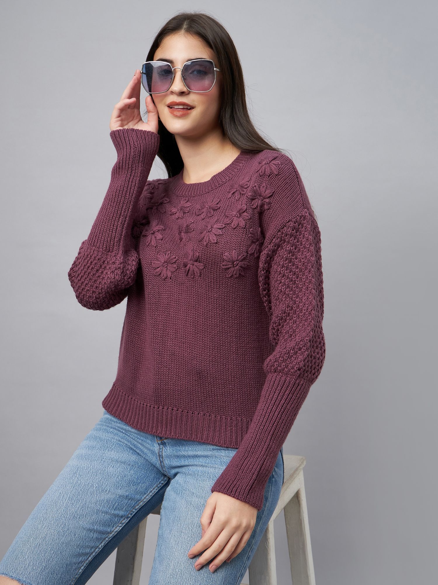 club york Wine Round Neck Sweater-picture-11