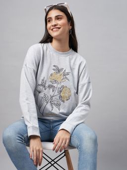 Club York - Ecro Melange Round Neck Sweatshirt