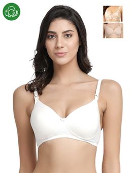 Inner Sense - Organic Antimicrobial Padded Nonwired Feeding Bra - Pack Of 3 -Multi-Color