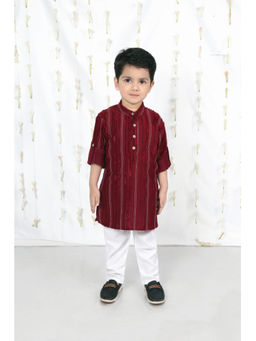 BAD BOYS - Boys Maroon Classic Kurta with Pant