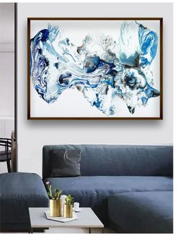 The Art House - White Blue Abstract Wall Art