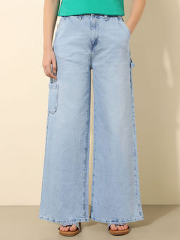 U.S. POLO ASSN. - High Rise Ultra Wide Leg Blue Jeans