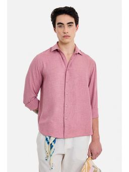 Snitch - Men Pink Polyester Textured Shirt
