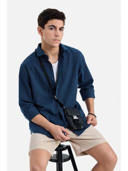 Snitch - Men Blue Cotton Blend Stripes Shirt