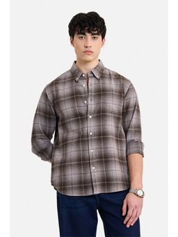 Snitch - Men Brown Cotton Checks Shirt