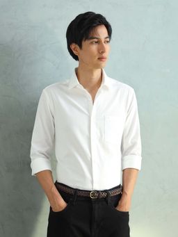 Arrow - Men White Cotton Self Design Shirt