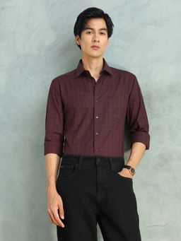 Arrow - Men Red Cotton Checks Shirt