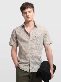 Arrow Sports - Men Beige Cotton Floral Shirt