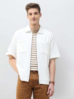 U.S. Polo Assn. Denim Co. - Men White Cotton Textured Shirt