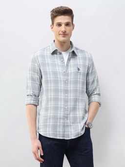U.S. Polo Assn. Denim Co. - Men Grey Cotton Checks Shirt