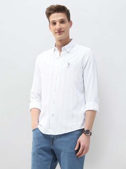 U.S. Polo Assn. Denim Co. - Men White Cotton Stripes Shirt