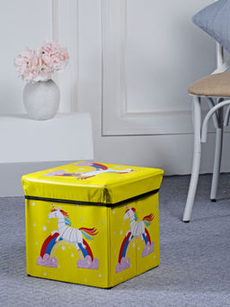 FABINALIV - Yellow Cartoon Print Multipurpose Foldable Organiser with Lid