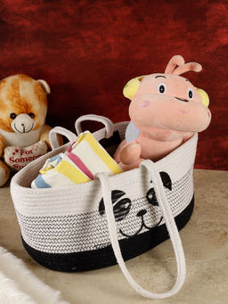 FABINALIV - Off White Cartoon Design Multipurpose Foldable Organiser with straps