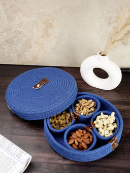 FABINALIV - Navy Blue Solid Kitchen Organiser with Lid