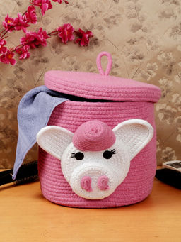 FABINALIV - Pink Cartoon Design Multipurpose Foldable Organiser with Lid