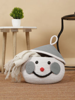 FABINALIV - Grey Cartoon Design Cotton Multi Purpose Organiser with Lid