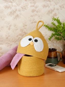 FABINALIV - Yellow Cartoon Design Cotton Multi Purpose Organiser with Lid