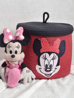 FABINALIV - Red Cartoon Design Cotton Multi Purpose Organiser with Lid