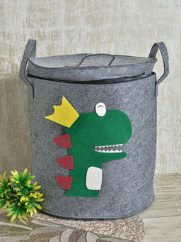 FABINALIV - Grey Cartoon Design Canvas Multi Purpose Organiser with Lid