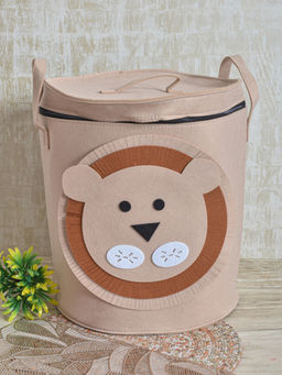 FABINALIV - Beige Cartoon Design Canvas Multi Purpose Organiser with Lid