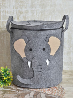 FABINALIV - Grey Cartoon Design Canvas Multi Purpose Organiser with Lid