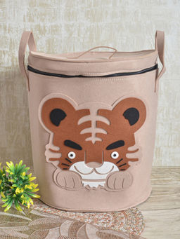 FABINALIV - Beige Cartoon Design Canvas Multi Purpose Organiser with Lid