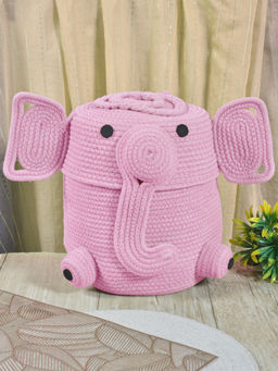 FABINALIV - Pink Cartoon Design Cotton Multi Purpose Organiser with Lid