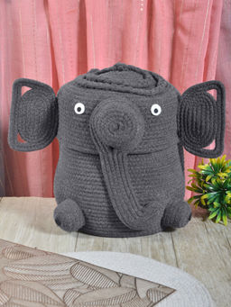 FABINALIV - Black Cartoon Design Cotton Multi Purpose Organiser with Lid