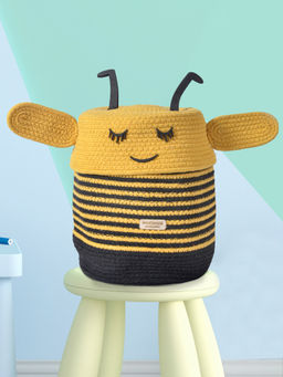 FABINALIV - Yellow Cartoon Design Cotton Multi Purpose Organiser with Lid