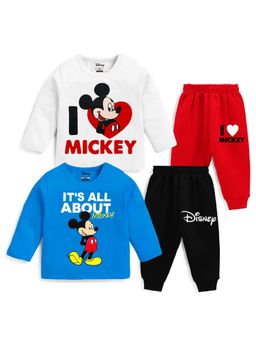 Kuchipoo - Baby Boy Multi-Color Mickey Mouse Regular Fit Cotton Co-Ord (Pack of 4)