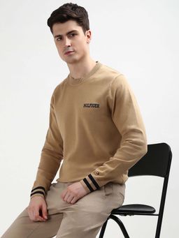 Tommy Hilfiger - Beige Monotype Tipped Cotton Sweater