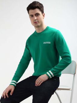 Tommy Hilfiger - Green Monotype Tipped Cotton Sweater