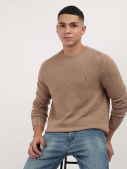 Tommy Hilfiger - Lambswool Brown Solid Sweater