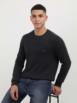 Tommy Hilfiger - Lambswool Grey Solid Sweater