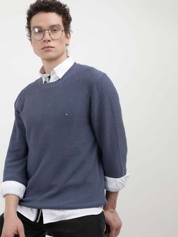 Tommy Hilfiger - Oval Structure Blue Textured Sweater