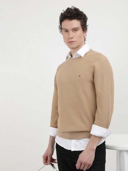 Tommy Hilfiger - Oval Structure Beige Textured Sweater